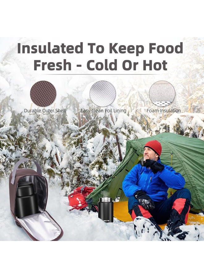Bolu Fly 18oz Insulated Food Container with Spoon & Insulated Bag, Soup Thermo for hot Food- 10-Hour Heat Retention, Leak-Proof Stainless Steel Lunch Thermo for Adults, Office, Travel(Black-Dinosaur) - Image 5