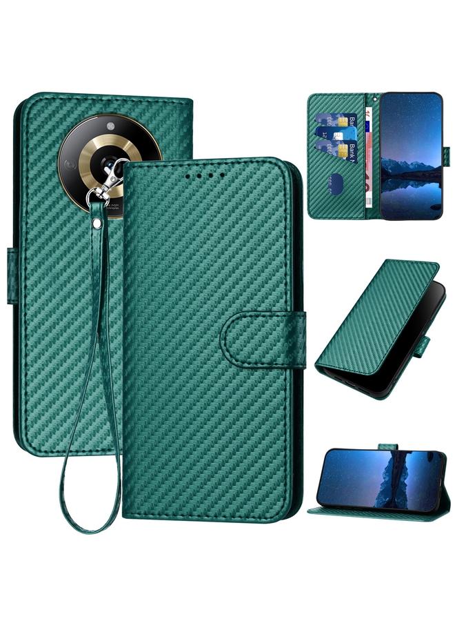 S-TOP Case For Realme 11 5G Global YX0070 Carbon Fiber Buckle Leather Phone Case with Lanyard - Image 1