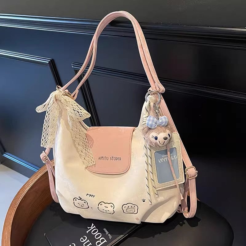Korean Style Faux Leather Shopper Tote Bag - Image 2
