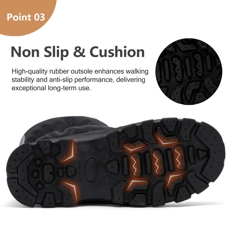 TRAILBLITZ Men's Winter Snow Boots Waterproof Warm Outdoor Lightweight Non Slip Cold Weather Shoes (10.5 Men, Black) - Image 4