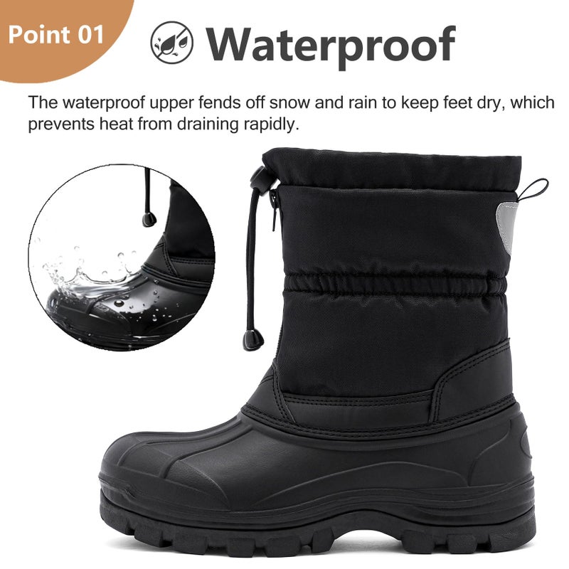 TRAILBLITZ Men's Winter Snow Boots Waterproof Warm Outdoor Lightweight Non Slip Cold Weather Shoes (10.5 Men, Black) - Image 2