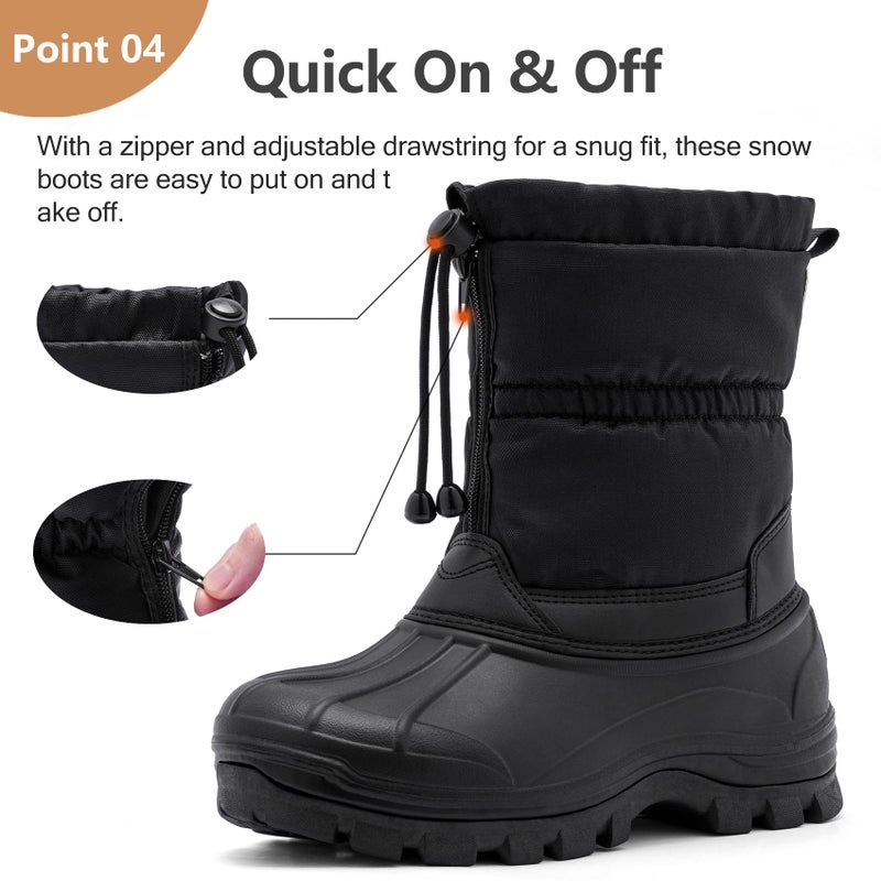 TRAILBLITZ Men's Winter Snow Boots Waterproof Warm Outdoor Lightweight Non Slip Cold Weather Shoes (10.5 Men, Black) - Image 5
