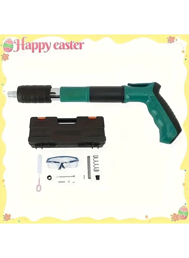 Manual Nail Gun Heavy Duty Portable For Concrete Wood 5 Speed Adjustable With Goggles Case - Image 2