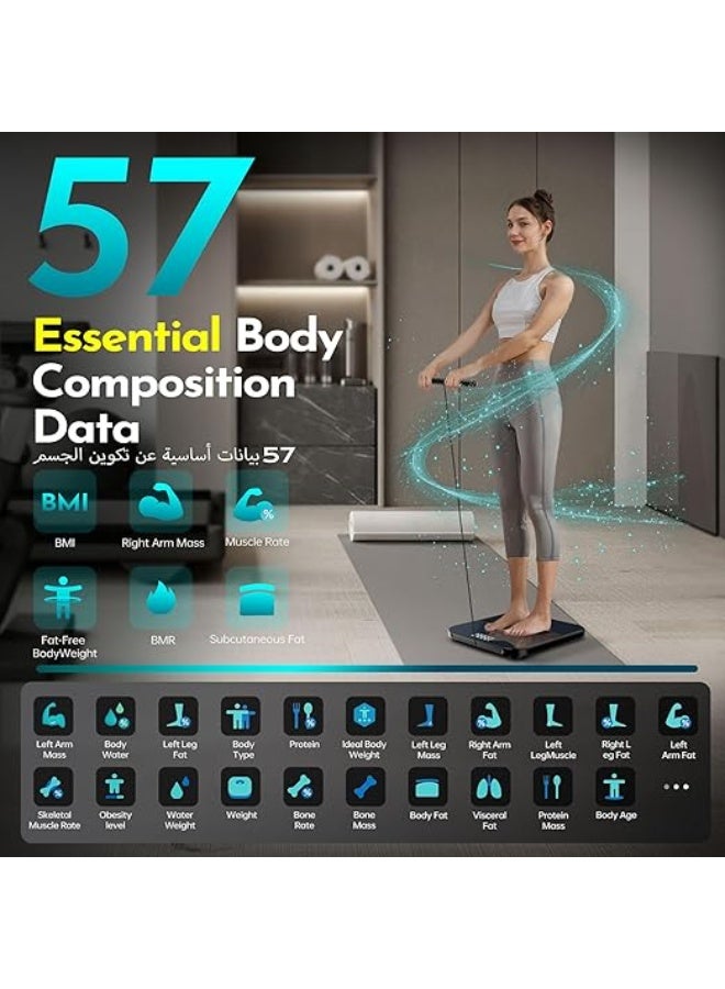CONOYAR Bluetooth Weight Scale, Smart Weighing Scale for Body Weight, Fat, BMI, Muscle and other 57 Body Composition with Retractable Handle, Digital 8... - Image 5