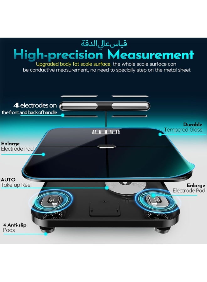 CONOYAR Bluetooth Weight Scale, Smart Weighing Scale for Body Weight, Fat, BMI, Muscle and other 57 Body Composition with Retractable Handle, Digital 8... - Image 3