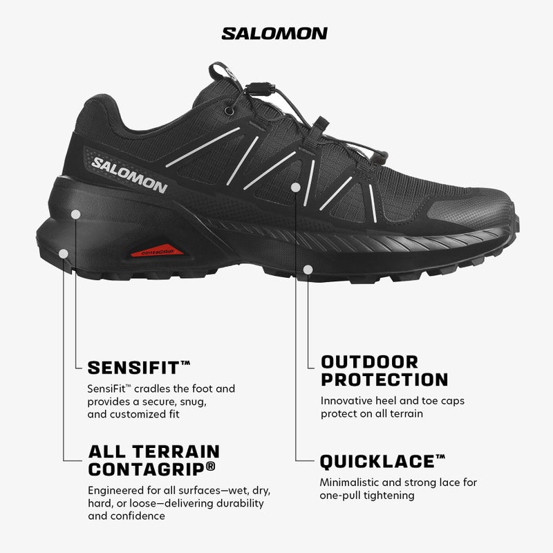 Salomon Menâ€™s Speedcross Peak Trail Running Shoes - Black/Black/Glacier Gray - 12 - Image 2