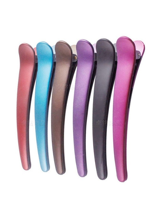 Suoirblss 12Pcs Professional Hairdressing Salon Hair Barrettes Duck Bill Teeth Hair Clips Non Slip Band Clips Multicolor Scrub Plastic Metal Alligator Bows Hair Clips (12Cm) - Image 1