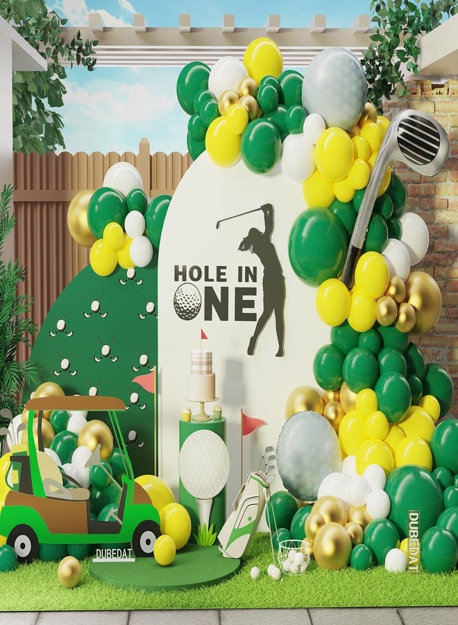 DUBEDAT Hole in One Balloon Arch Green Yellow White Gold Balloon Garland for Golf First Birthday,Golf-Themed Retirement Party Decoration - Image 1