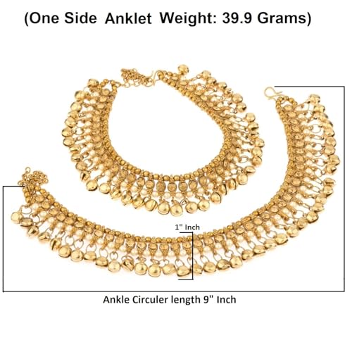 Efulgenz Indian Bridal Anklets for Women Ghungroo Jhanjara Anklet Bollywood Crystal Faux Pearl Ankle Bracelets Set Bell Anklets for Women - Image 5