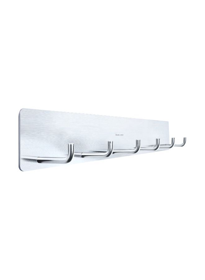 6-In-1 Adhesive Wall Mount Hook Silver 15.35x1.77x1.26inch - Image 1