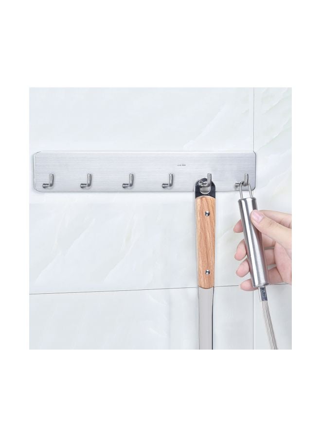 6-In-1 Adhesive Wall Mount Hook Silver 15.35x1.77x1.26inch - Image 2