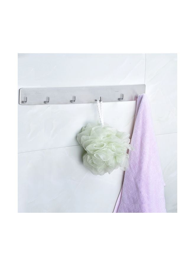 6-In-1 Adhesive Wall Mount Hook Silver 15.35x1.77x1.26inch - Image 5