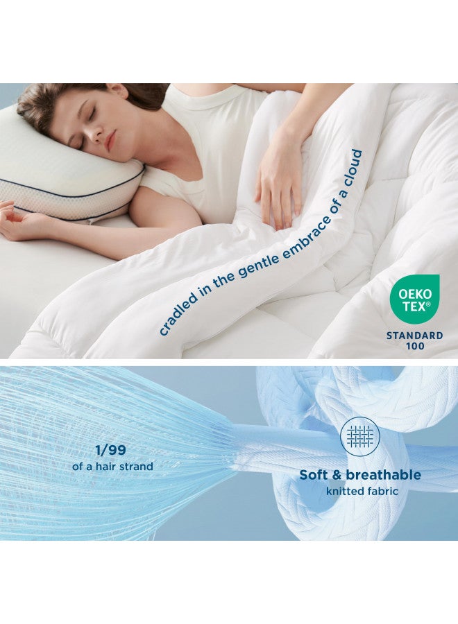 Bedsure Bedsure Breescape Cooling Comforter California King, Double-Sided Cool Tech Comforter, Soft Cooling Comforter for Hot Sleepers, Q-Max>0.4, Breathable & Lightweight Comforter Cal King (White, 102"x96")  - Image 4