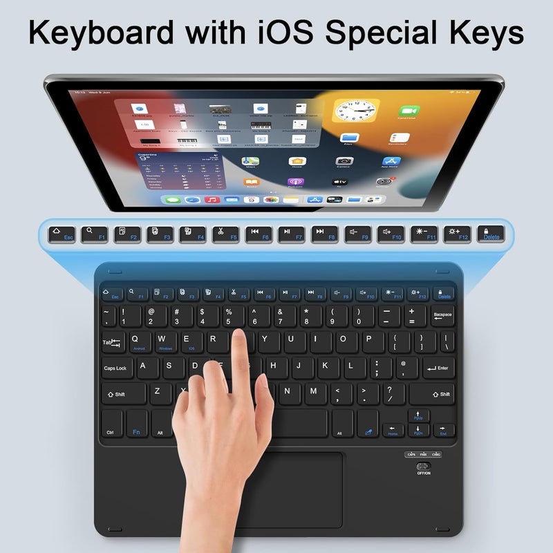 Nsyee Wireless Keyboard and Mouse Combo, Rechargeable Bluetooth Keyboard with Trackpad, Wireless Mouse with 2.4 GHz USB Receiver, Compatible with iPad, Smartphone, Computer, Windows, iOS, Android - Image 5