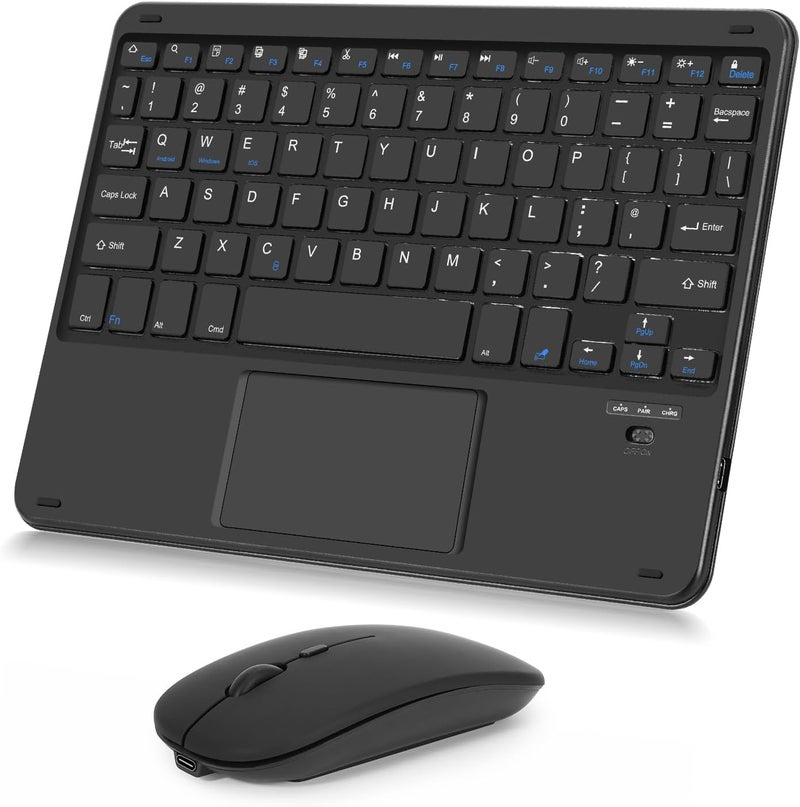 Nsyee Wireless Keyboard and Mouse Combo, Rechargeable Bluetooth Keyboard with Trackpad, Wireless Mouse with 2.4 GHz USB Receiver, Compatible with iPad, Smartphone, Computer, Windows, iOS, Android - Image 1