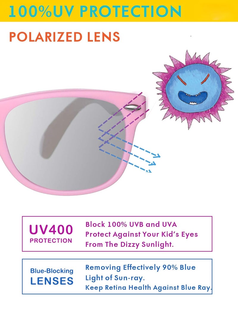 ROSSINI ROCF ROSSINI Flexible Kids Sunglasses Polarized Unbreakable Toddler Sun Glasses for Baby Boys and Girls UV400 with Case, Age 2-8 - Image 4