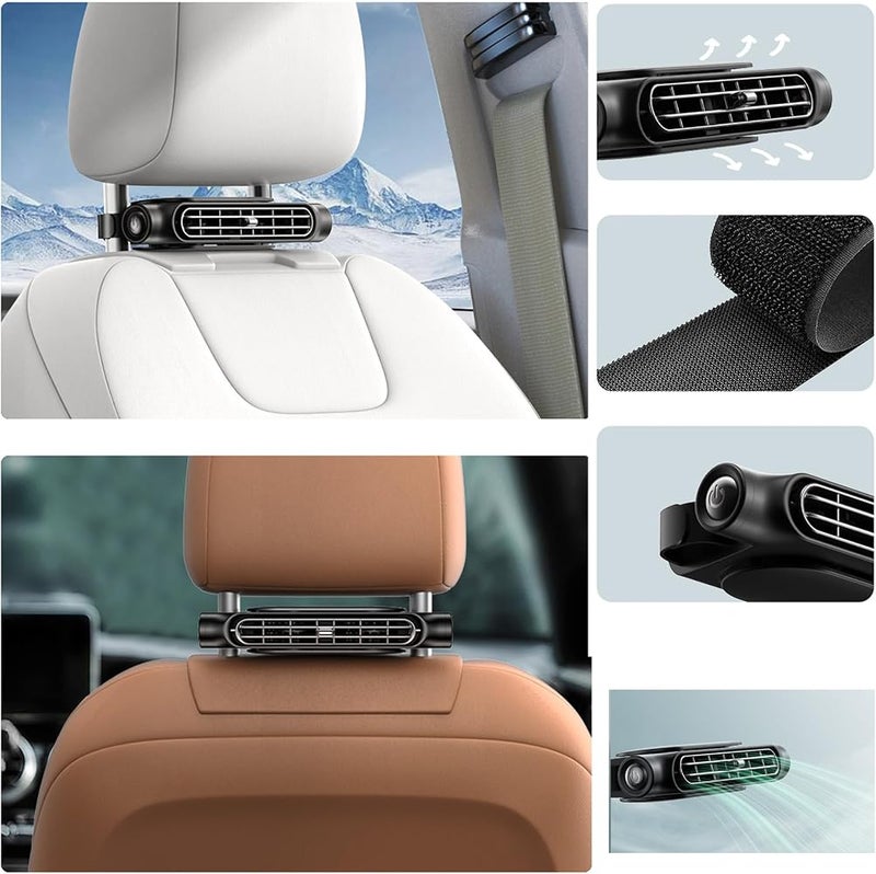 TASVAO Automotive Rear Seat Cooler, Type C USB Powered Vehicle Air Circulator, Portable Adjustable Quiet Strong Breeze for Dashboard Headrest Interior Mount SUV Truck Van - Image 3