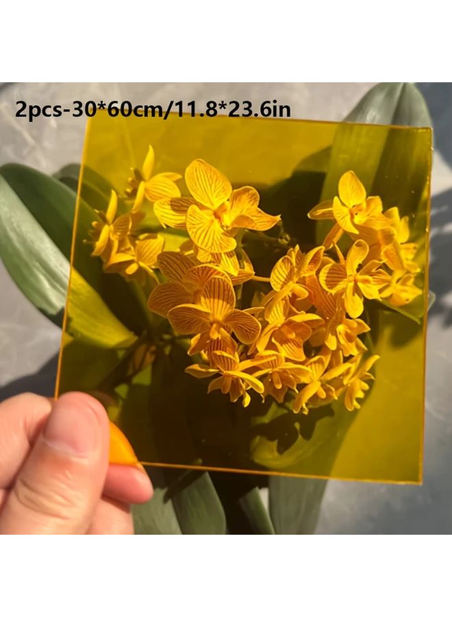 Yellow Acrylic Sheet 2pcs 11 81x23 62 Inch Transparent PC for DIY Crafts - Image 1