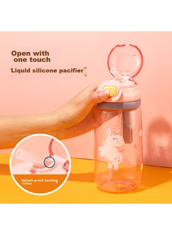 Tomimitsu Fuguang Children's Tritan Plastic Cup, Summer Elementary School Student Boys And Girls Portable Shatterproof Straw Cup, Outdoor Water Bottle, 500ml - Image 2
