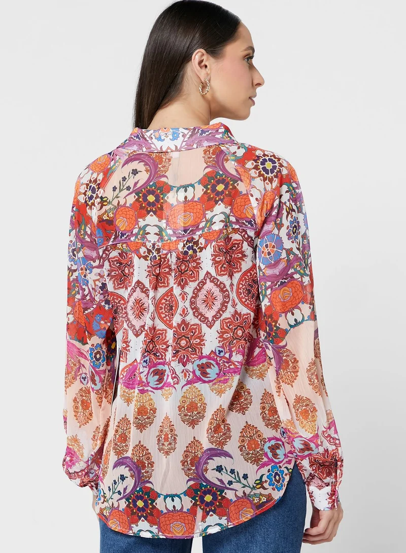 Never fully Dressed Oversized Printed Shirt
