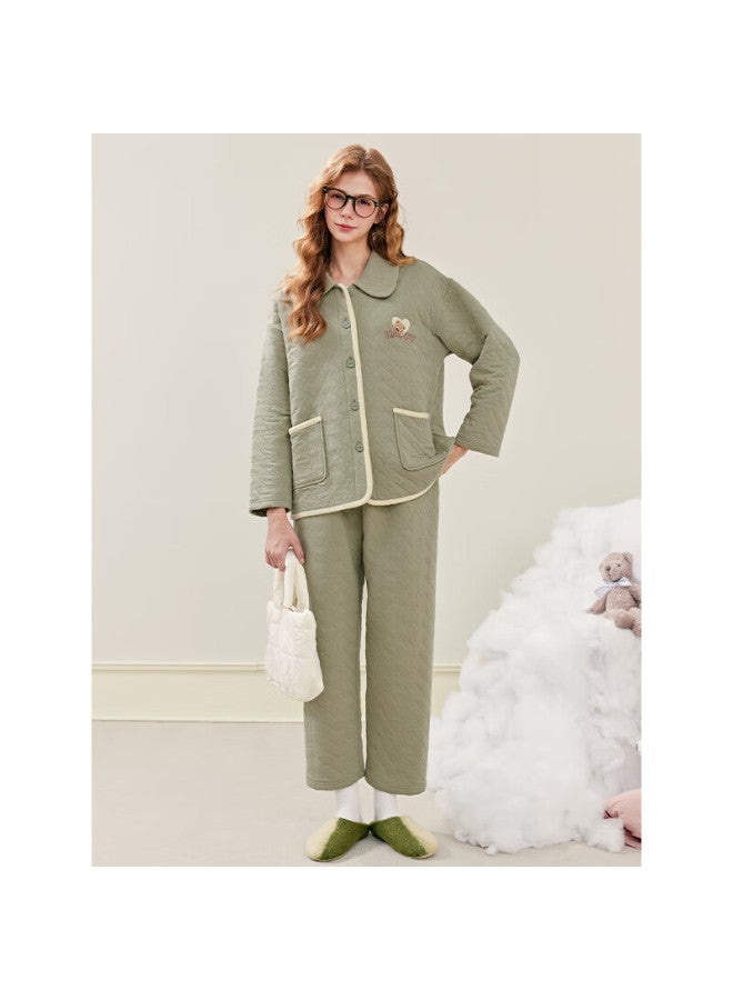 Fenton Fenteng Women's Pajamas, Autumn And Winter New Style, Air Cotton Layered Pure Cotton Long-sleeve Set, Three-layer Thickened Spring And Autumn Plus-size Loungewear - Image 3