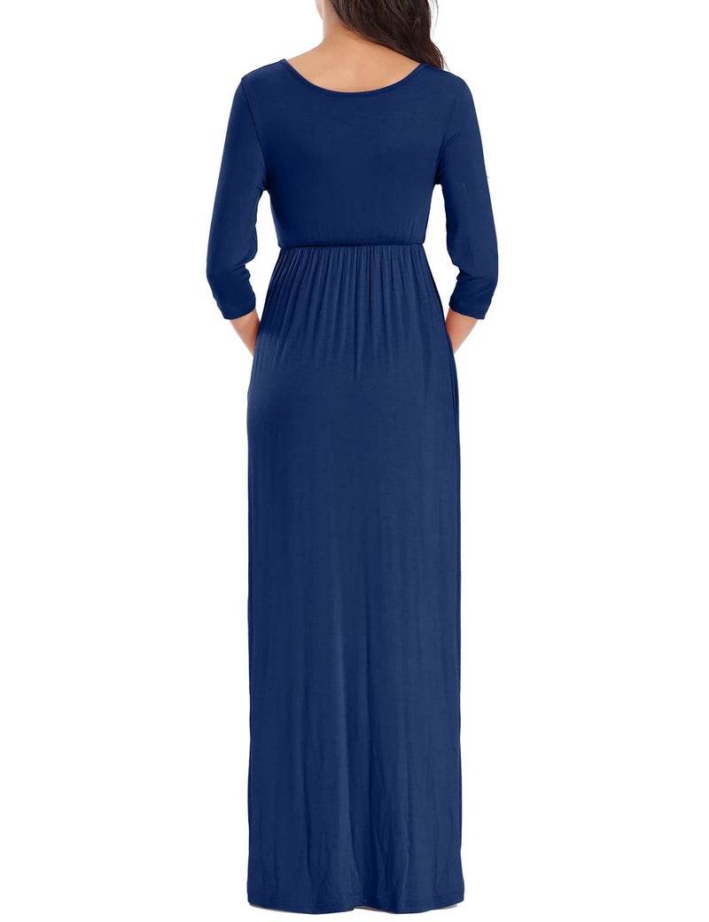 KIM S Maternity Dress Winter Photoshoot Baby Shower Maxi Fall Postpartum Christmas Long Nursing Gender Reveal Cotton 2025 (Navy Blue L) - Image 5