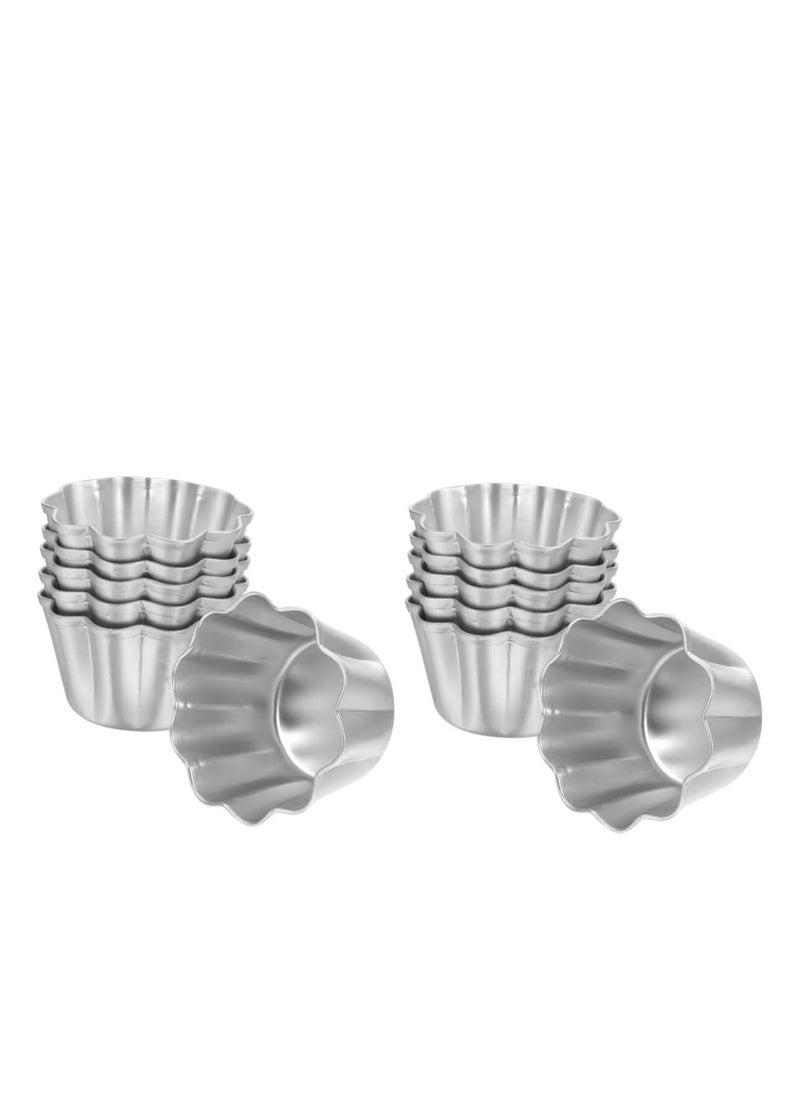 Y&D - 12 Pcs Cake Mold Stencils for Cakes Baking Molds Egg Tart Molds Multi-use Muffin Cups Baking Tart Molds Pudding Molds for Steaming Cake Mould Mini Tart Shaper Small Pudding Molds - Image 1