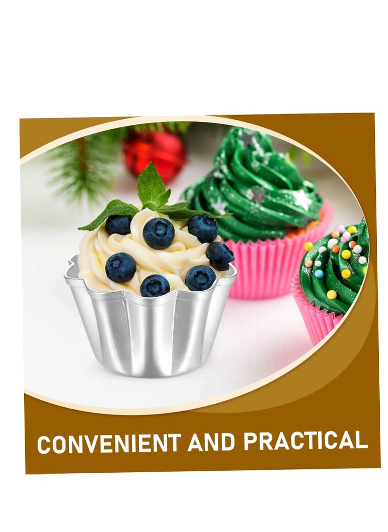 Y&D - 12 Pcs Cake Mold Stencils for Cakes Baking Molds Egg Tart Molds Multi-use Muffin Cups Baking Tart Molds Pudding Molds for Steaming Cake Mould Mini Tart Shaper Small Pudding Molds - Image 1