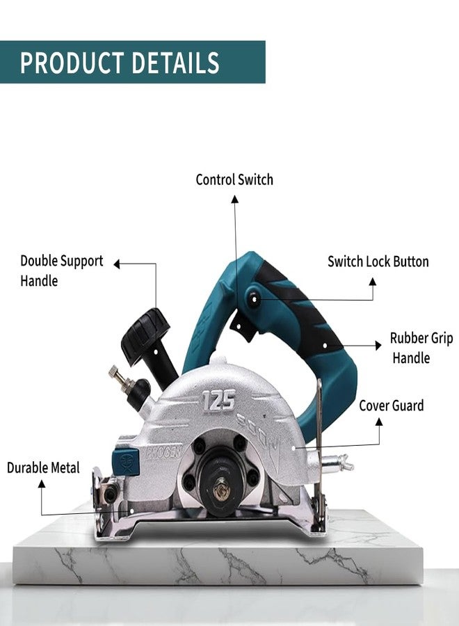 PROGEN 9125HGS Heavy Duty AC Powered Marble/Wood/Tile/Granite Cutter | 5-Inch, 1750W, 13500RPM - Image 2