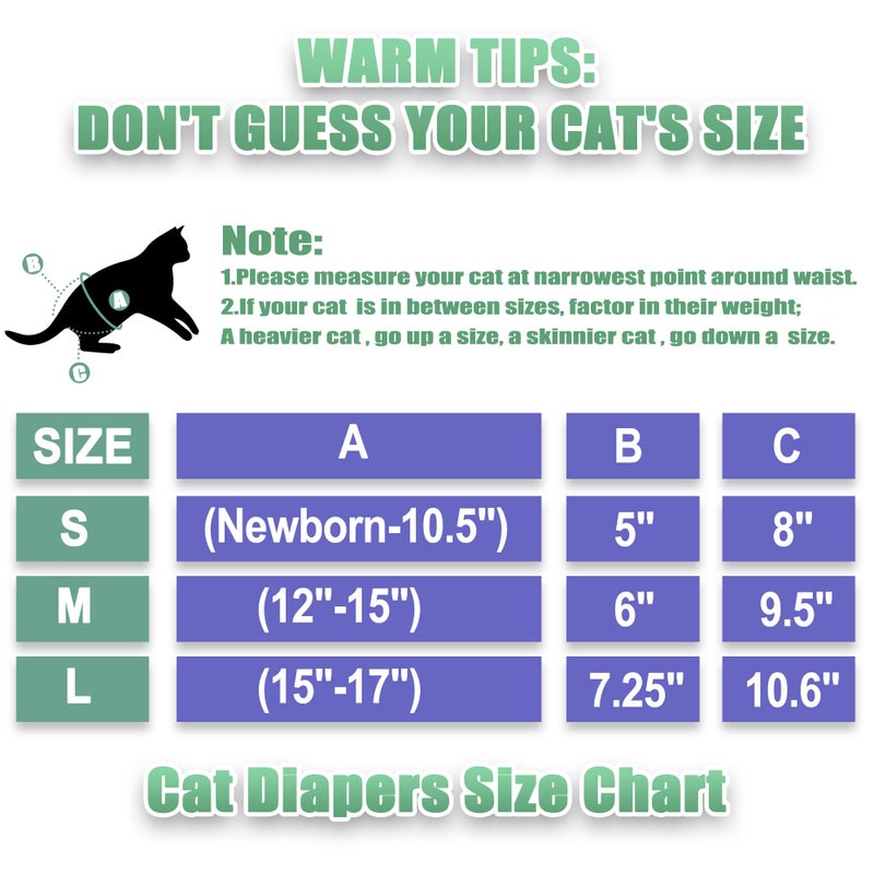 Wegreeco Cat Diapers, Cat Diapers for Male Female Cats Spraying Incontinence, Reusable Adjustable Highly Absorbent (3 Pack, Small) - Image 3