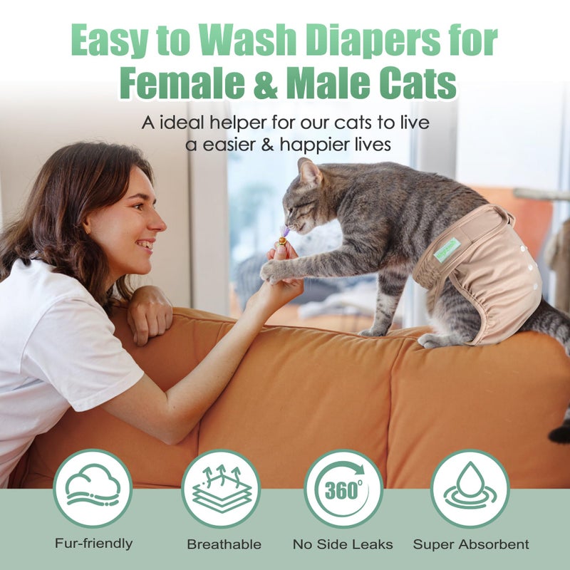 Wegreeco Cat Diapers, Cat Diapers for Male Female Cats Spraying Incontinence, Reusable Adjustable Highly Absorbent (3 Pack, Small) - Image 5
