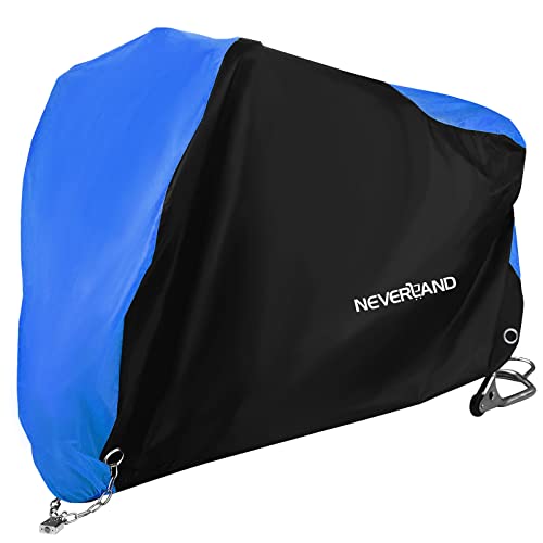 NEVERLAND Motorcycle Cover Waterproof Outdoor - Motorbike Scooter Covers Heavy Duty Medium with Lock-Holes, Bandage, Storage Bag Compatible with Harley Davidson Kawasaki Yamaha Honda Grom (Up to 86”) - Image 1