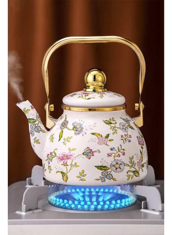 GOGA 1.2L Enamel Teapot with Flower and Bird Pattern, Perfect for Arabic Coffee, Tea, and Milk - Image 3