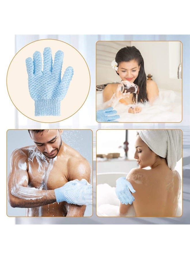 JamiPtoc Bath Gloves for Shower Exfoliating Gloves for Men and Women, Body Scrub Shower Scrubber, Double Sided Microfiber Shower Body Gloves for Adults and Kids, Body, Hand Massage, Daily Bath, Blue  - Image 3