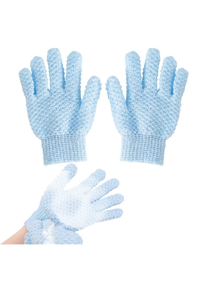 JamiPtoc Bath Gloves for Shower Exfoliating Gloves for Men and Women, Body Scrub Shower Scrubber, Double Sided Microfiber Shower Body Gloves for Adults and Kids, Body, Hand Massage, Daily Bath, Blue  - Image 1