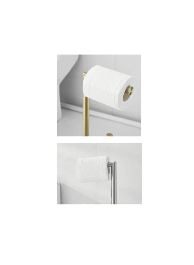 Chrome-coloured floor-standing multi-purpose toilet roll holder - Image 3