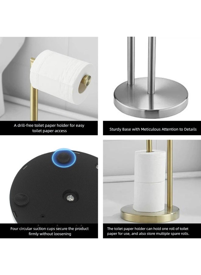 Chrome-coloured floor-standing multi-purpose toilet roll holder - Image 4