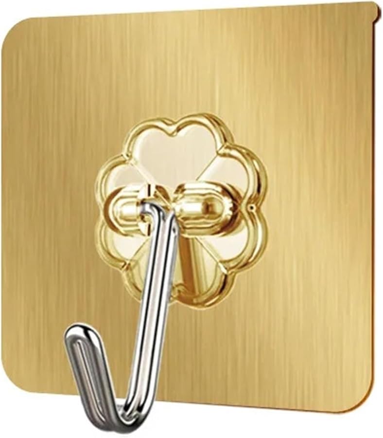 خطافات الحائط اللاصقة 30 قطعة ذهبية ملمس فرشاة قوية بدون حفر للمطبخ والحمام للمناشف والمعاطف - Image 1