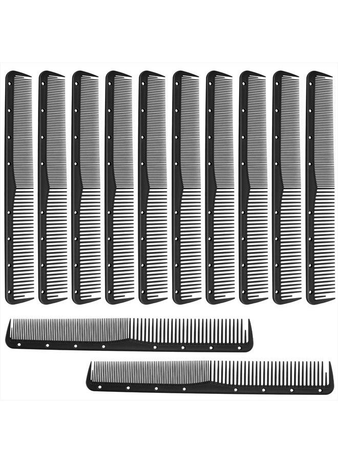 Leinuosen 12 Pieces Carbon Fine Cutting Comb Carbon Fiber Salon Hairdressing Comb Hairdressing Comb Heat Resistant Barber Comb (Black)  - Image 1