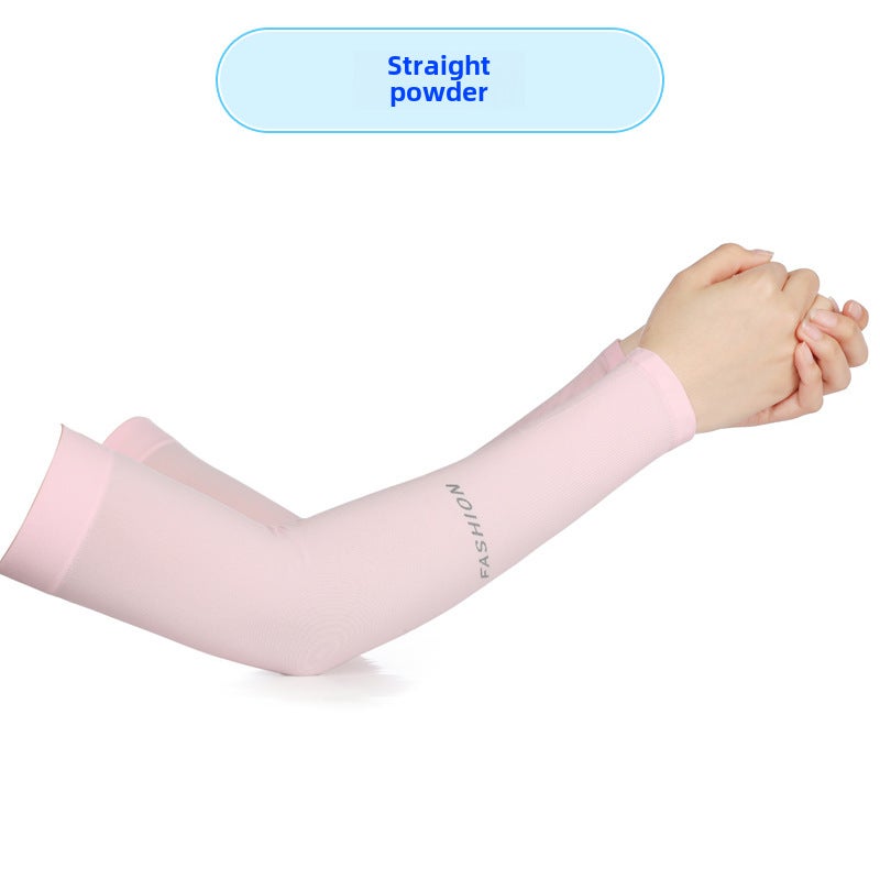 Summer UV Protection Ice Silk Arm Sleeves UnisexStraight pink Straight pink 