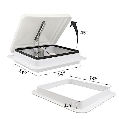 RVMATE مروحة سقف RV RVMATE 14" مع تحكم عن بعد لمركبات RV/كامبري/مقطورة، مروحة سقف عكسية بيضاء مع مروحة 12V بأجنحة 6" - Image 4