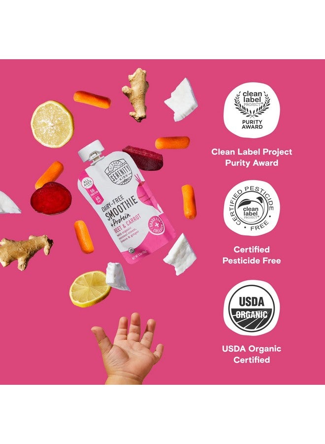 سيرينتي كيدز طعام أطفال سيرينيتي كيدز للأطفال بعمر 6 أشهر فما فوق، خالي من منتجات الألبان، سموثي - عضوي معتمد من وزارة الزراعة الأمريكية - بروتين الكولاجين من أبقار تتغذى على العشب - 3.5 أونصة، خالي من مادة BPA - بنكهة الشمندر والجزر - 6 قطع - Image 3