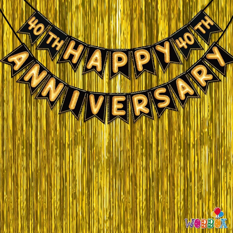 WOBBOX Happy Anniversary Bunting Banner, Anniversary Decoration for Home, Happy Anniversary Decoration Items - Image 1
