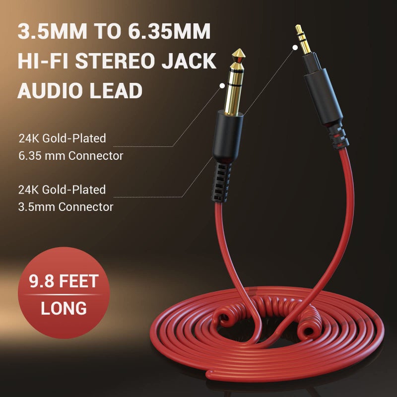 OneOdio Fusion A71/HiFi/Pro C/Pro M Wired Headphones Audio Cable Red - 6.35mm to 3.5mm - Image 2