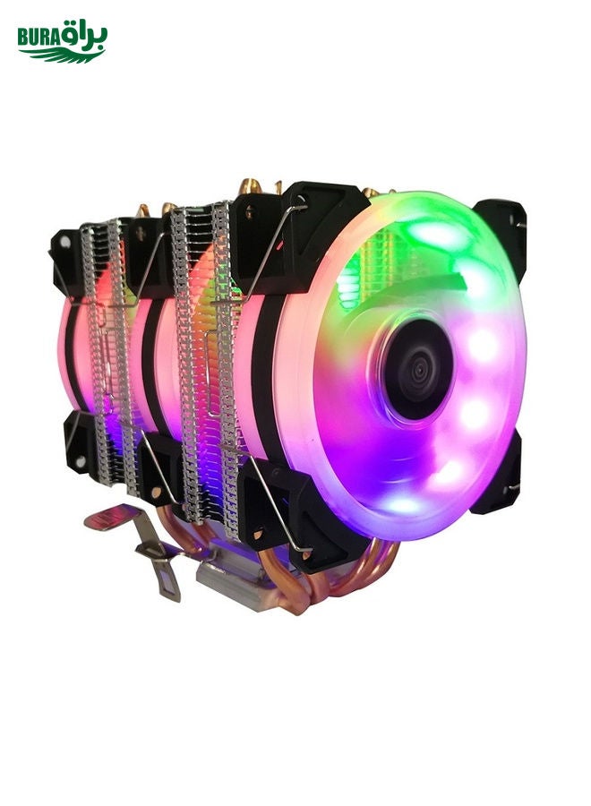 BURAQ COOL STORM CT-4U-9cm Heat Pipe Dual-Tower CPU Radiator Copper Pipe 9 Cm Fan For Intel/AMD Platform Specification： Aurora Three-fan 3 Line  - Image 1