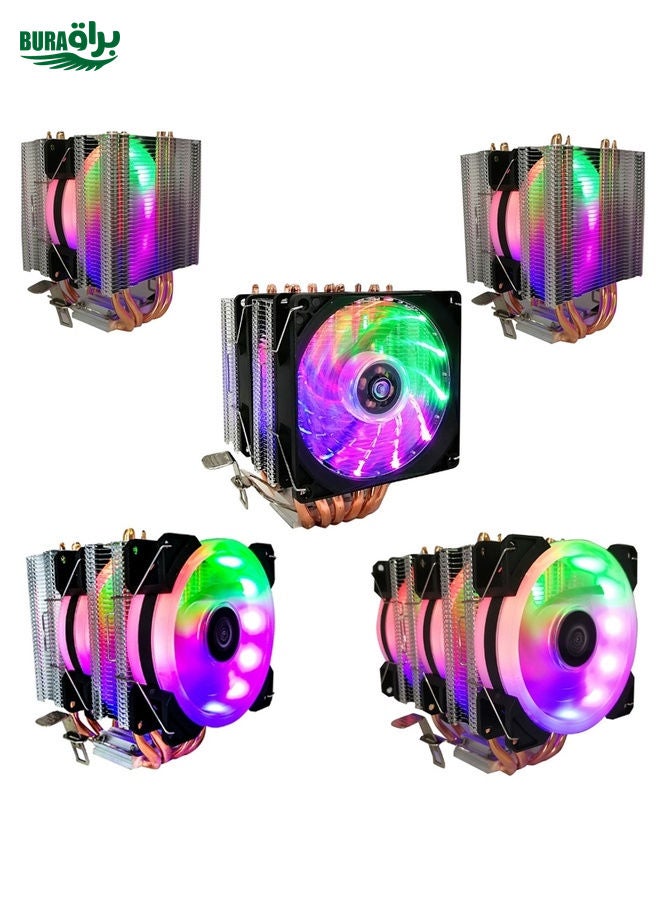BURAQ COOL STORM CT-4U-9cm Heat Pipe Dual-Tower CPU Radiator Copper Pipe 9 Cm Fan For Intel/AMD Platform Specification： Aurora Three-fan 3 Line  - Image 2