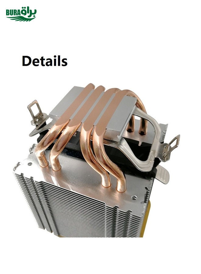 BURAQ COOL STORM CT-4U-9cm Heat Pipe Dual-Tower CPU Radiator Copper Pipe 9 Cm Fan For Intel/AMD Platform Specification： Aurora Three-fan 3 Line  - Image 5