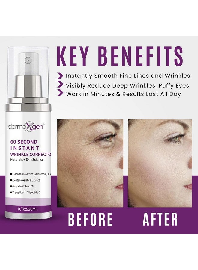 dermaxgen 60 Second Instant Wrinkle Corrector Pure Organic + Peptide Complex Amazing Results For All Skin Types 0.7 Fl Oz / 20 Ml - Image 2