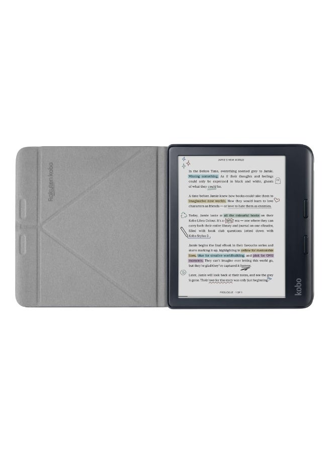 كوبو غلاف Kobo Libra Colour SleepCover | أسود | تقنية السكون/الاستيقاظ | حامل مدمج ثنائي الاتجاه | جلد نباتي | متوافق مع قارئ الكتب الإلكترونية Kobo Libra Colour مقاس 7 بوصات - Image 2
