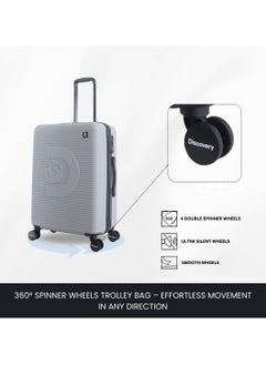 Discovery Discovery Eclipse ABS Hardside Carry-on Travel Buisness Luggage, Durable Lightweight 4 Double Wheel Trolley Bag, Extra Secure Combination Lock, Expandable 20" Suitcase, Small Cabin Trolley-Light Grey.  - Image 2